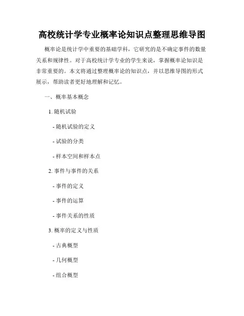 高校统计学专业概率论知识点整理思维导图