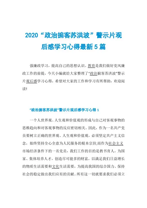 2020“政治掮客苏洪波”警示片观后感学习心得最新5篇