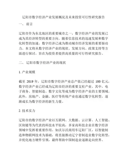 辽阳市数字经济产业发展概况及未来投资可行性研究报告