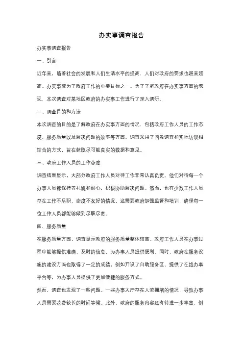 办实事调查报告