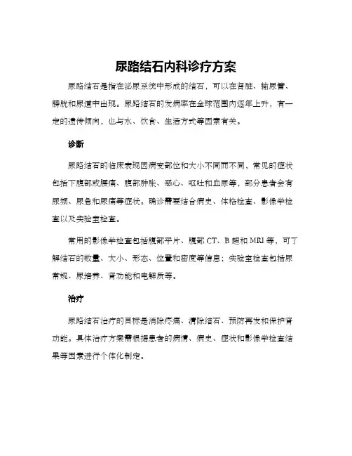 尿路结石内科诊疗方案