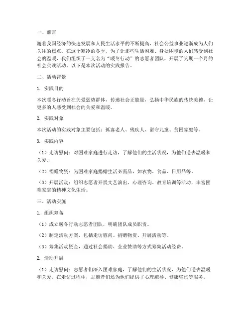 暖冬行动社会实践报告
