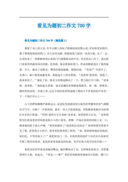 看见为题初二作文700字