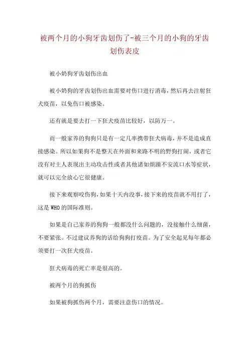 被两个月的小狗牙齿划伤了-被三个月的小狗的牙齿划伤表皮