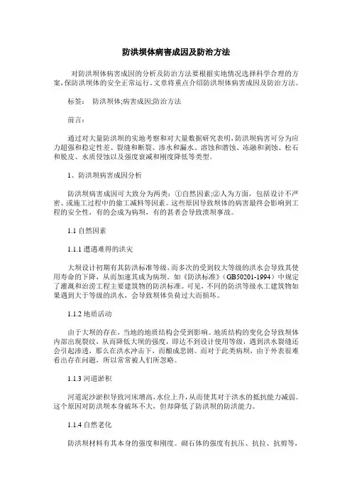 防洪坝体病害成因及防治方法