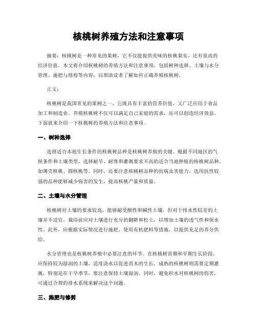 核桃树养殖方法和注意事项