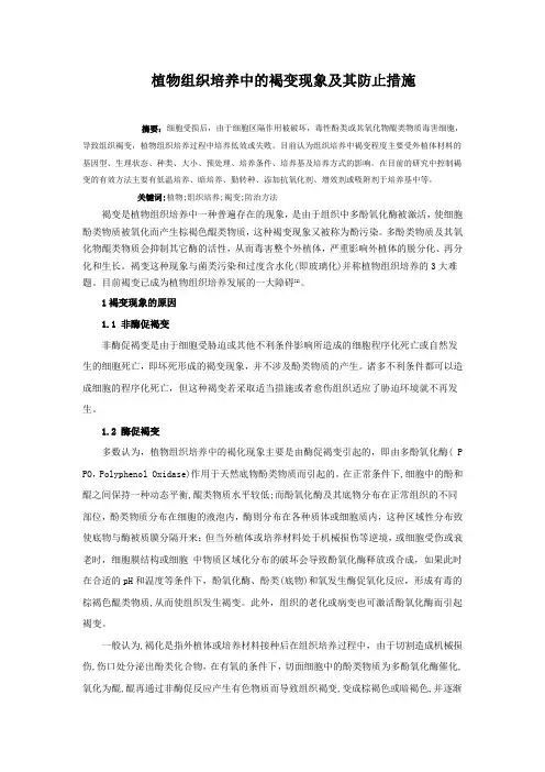 植物组织培养中的褐变现象及其防止措施