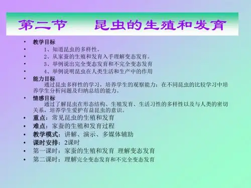 初中生物(人教版)八年级下学期第一章第二节《昆虫的生殖和发育》ppt课件