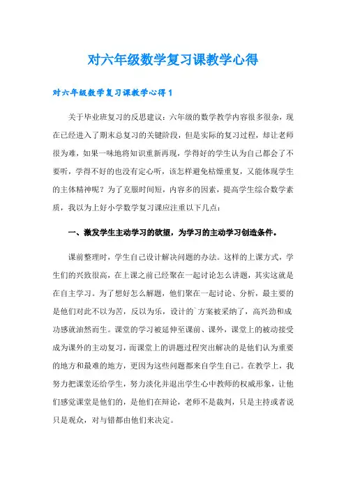 对六年级数学复习课教学心得