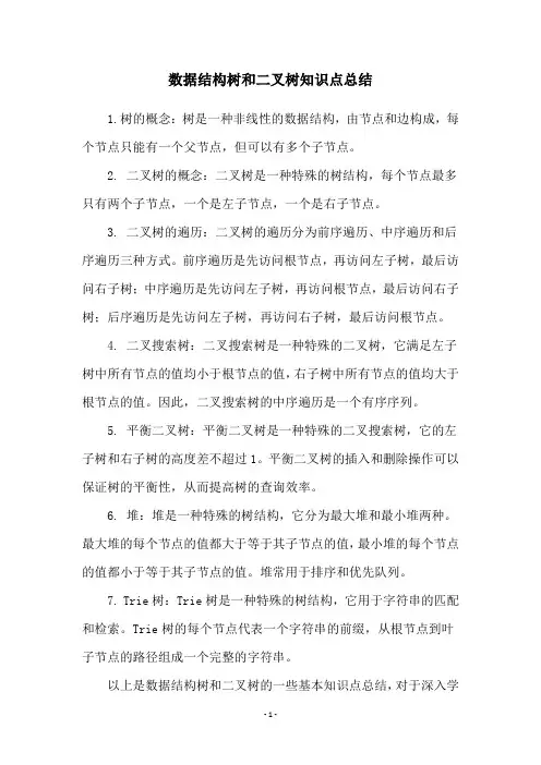 数据结构树和二叉树知识点总结