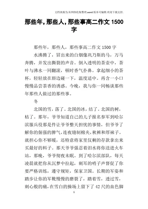 那些年,那些人,那些事高二作文1500字