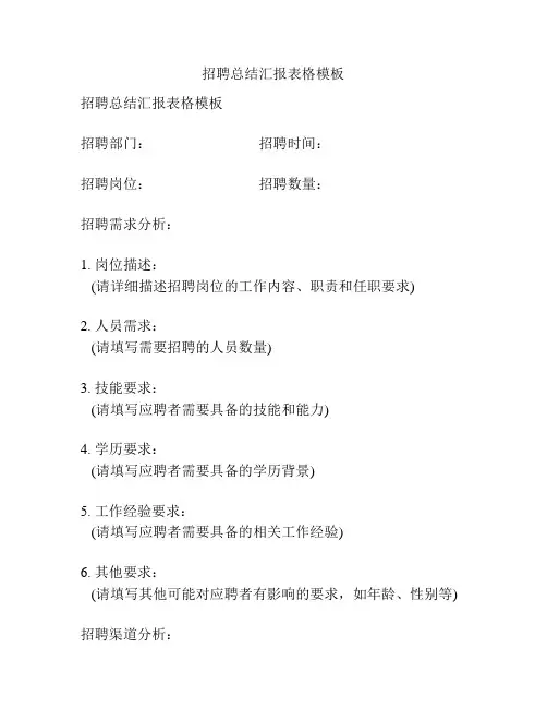 招聘总结汇报表格模板