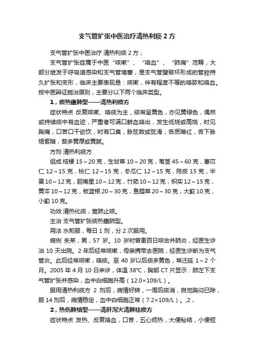 支气管扩张中医治疗清热利痰2方