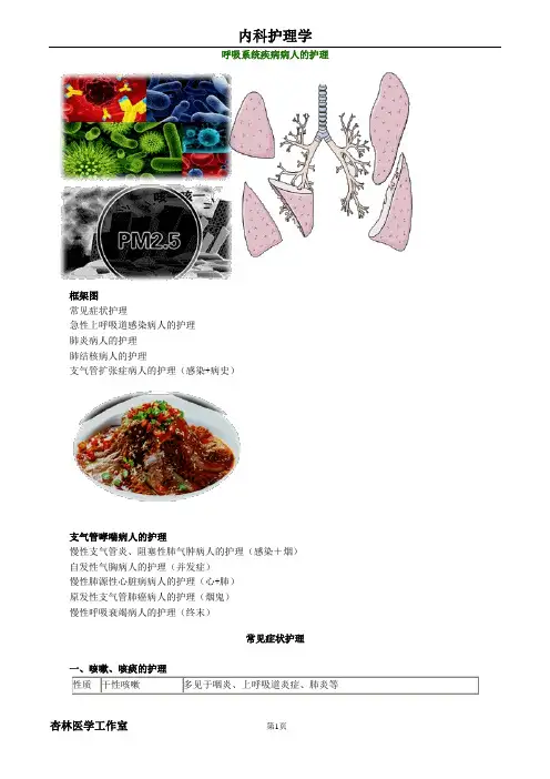 护理事业编复习资料内科护理学-呼吸系统疾病病人的护理
