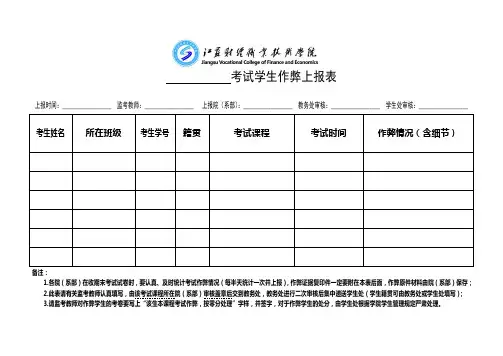 考试学生作弊上报表
