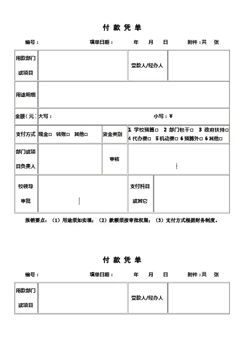 付款凭单模板
