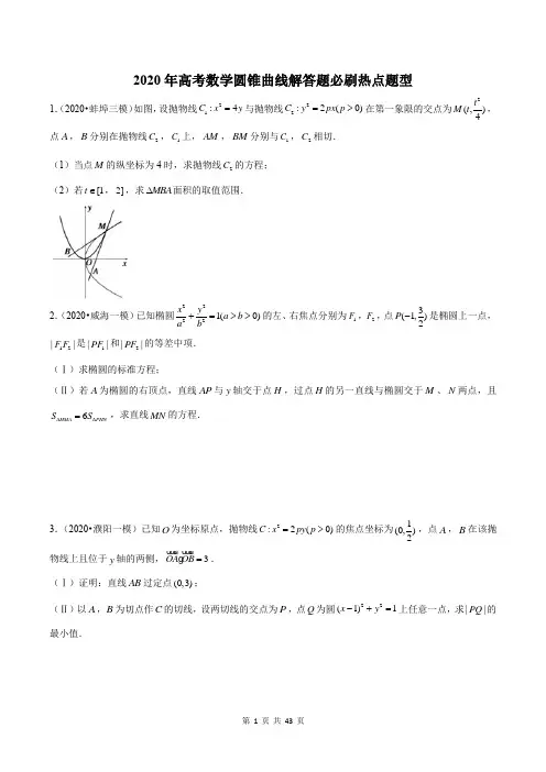2020年高考数学圆锥曲线解答题必刷热点题型(附答案解析)