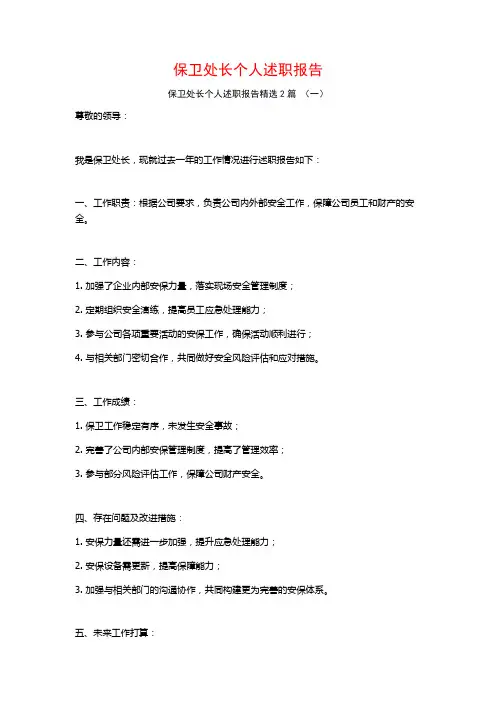 保卫处长个人述职报告2篇