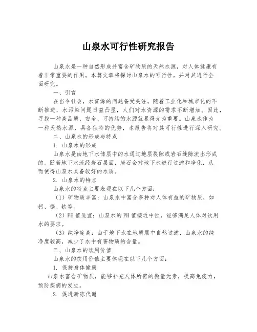 山泉水可行性研究报告