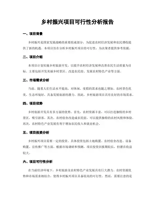 乡村振兴项目可行性分析报告