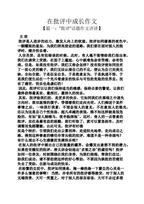 在批评中成长作文