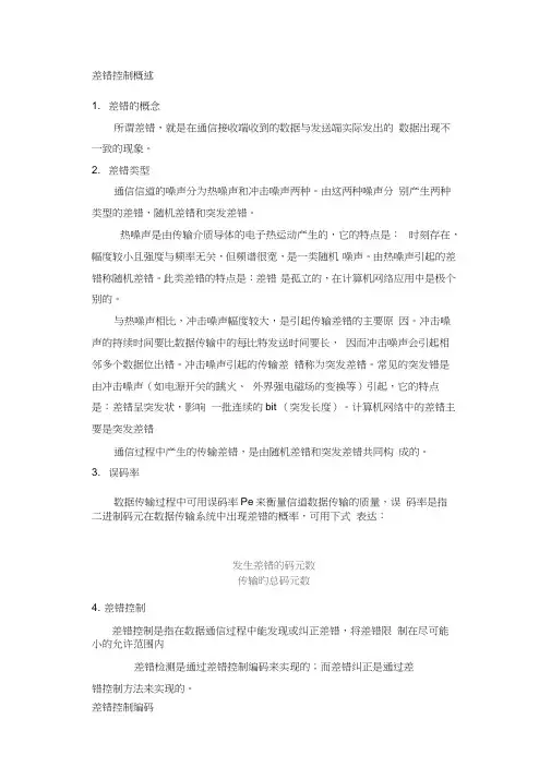 通信原理—差错控制编码基本理论
