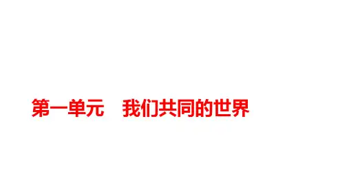 九年级下册第一单元+我们共同的世界+复习课件 中考道德与法治一轮教材梳理