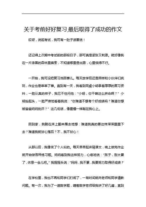 关于考前好好复习,最后取得了成功的作文