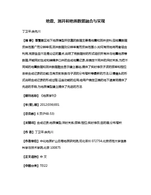 地震、测井和地质数据融合与实现