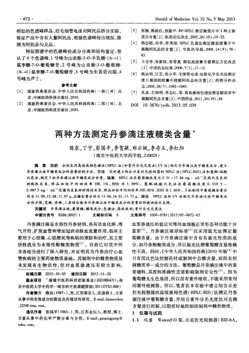两种方法测定丹参滴注液糖类含量