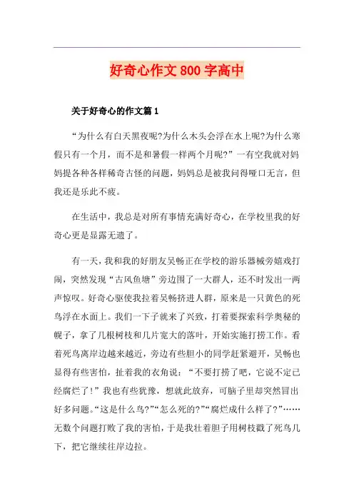 好奇心作文800字高中