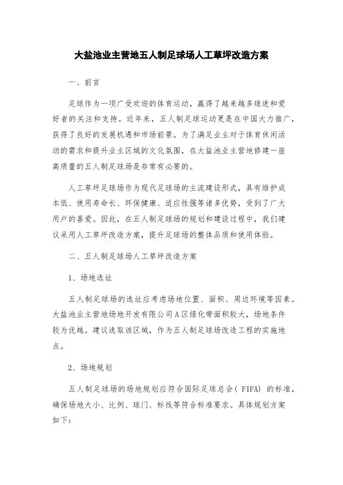 大盐池业主营地五人制足球场人工草坪改造方案