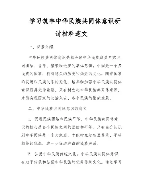 学习筑牢中华民族共同体意识研讨材料范文