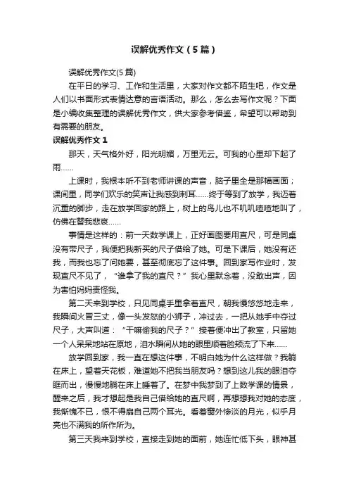 误解优秀作文（5篇）