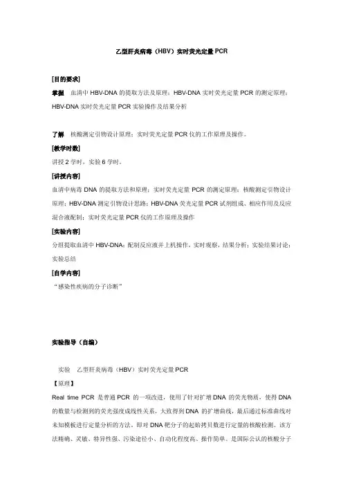 乙型肝炎病毒(HBV)实时荧光定量PCR