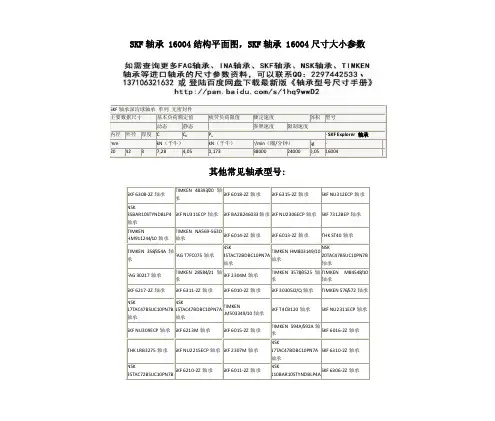SKF16004轴承尺寸参数,SKF16004轴承型号样本资料