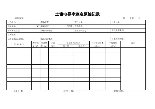 土壤电导率测定原始记录