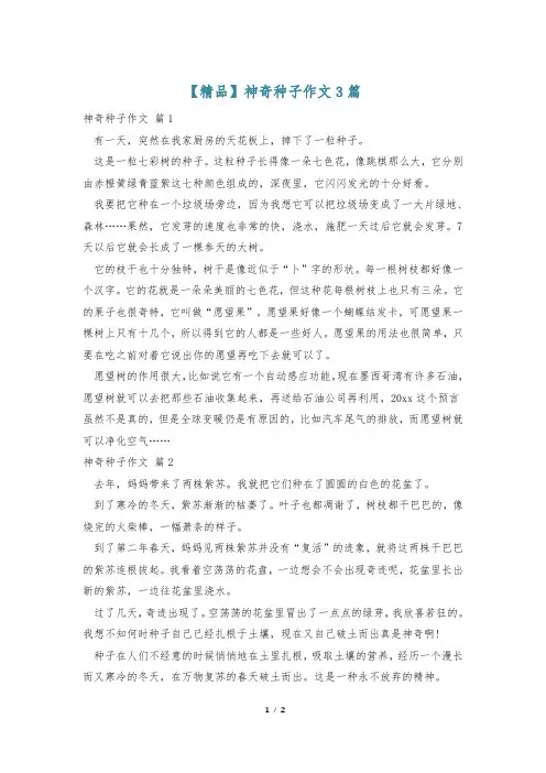 【精品】神奇种子作文3篇