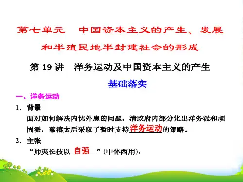 【步步高】高考历史大一轮复习讲义 第七单元 第19讲 洋务运动及中国资本主义的产生课件 大纲人教