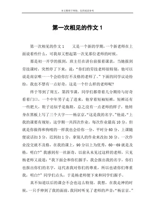 第一次相见的作文1