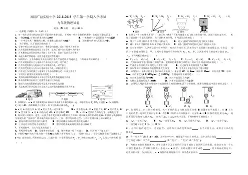 湖南省长沙市广益实验中学2018-2019学年九年级第一学期物理入学考试试卷