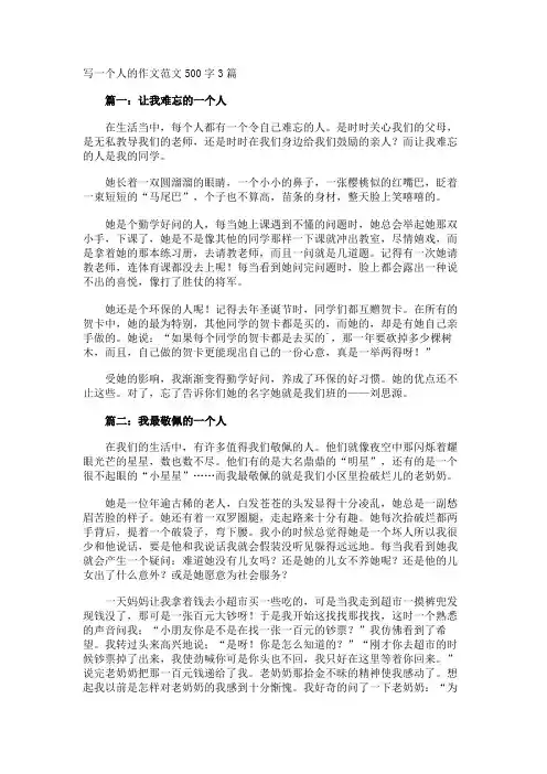 写一个人的作文500字