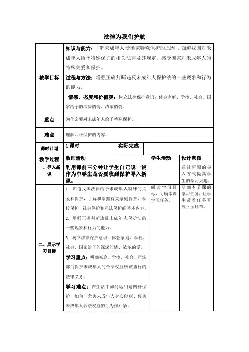 整合人教版道德与法治七年级下册10.1《法律为我们护航》导学案(一)共3篇