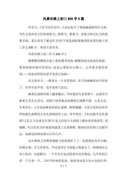 风景在路上初三600字5篇