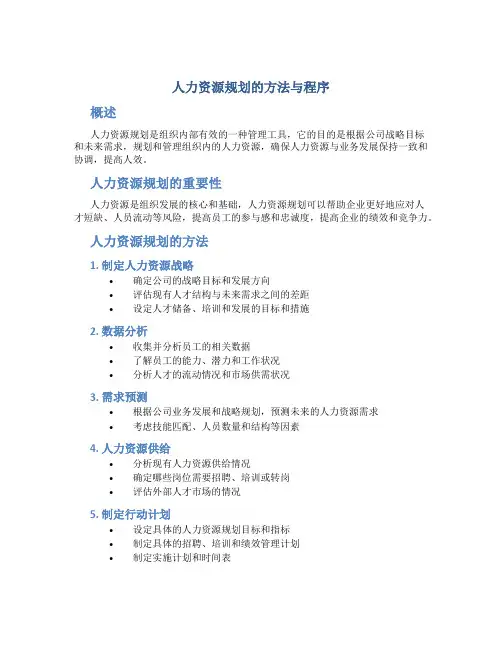 人力资源规划的方法与程序
