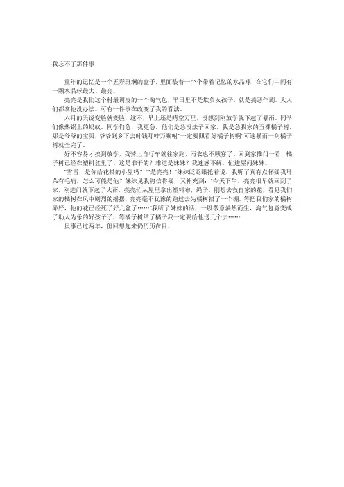 我忘不了那件事