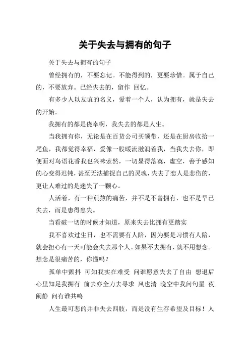 关于失去与拥有的句子