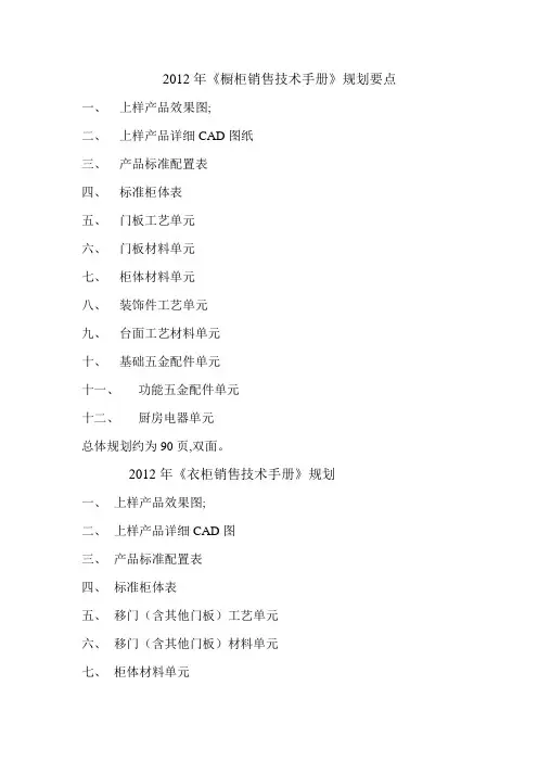 2012年橱柜销售技术手册规划要点