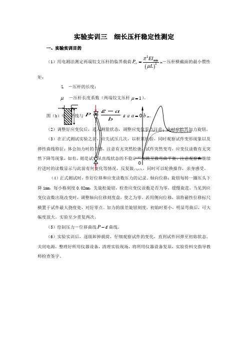 2021铁道工程技术 实验实训三  细长压杆稳定性测定