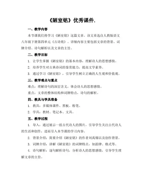 《陋室铭》优秀课件.
